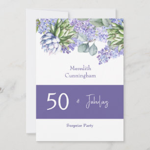 Invitación 50 y fabulosas lilas púrpura acuarela II