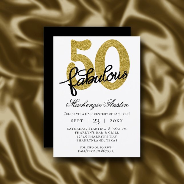 Invitación 50 y fabuloso | 50.ª Fiesta de Aniversario Negro d (Subido por el creador)