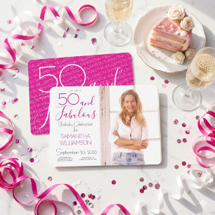 Invitación 50 y Fabuloso 50 cumpleaños Elegante Foto