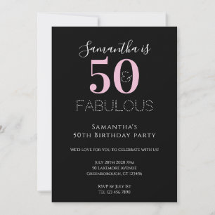 Invitación 50 y fabuloso 50 cumpleaños Fiesta rosado negro