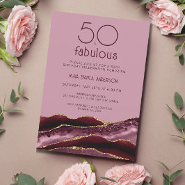 Invitación 50 y fabuloso Agate rosado 50 cumpleaños