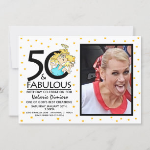 Invitación 50 y Fabuloso Angel Personalizado Foto Cumpleaños
