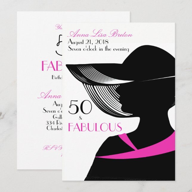 Invitación 50 y fabuloso Art Deco Elegante 50 cumpleaños (Anverso / Reverso)