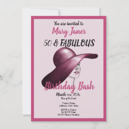Invitación 50 y Fabuloso Bash de cumpleaños rosado