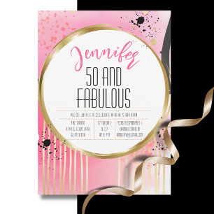Invitación 50 y fabuloso Black Glam 50 cumpleaños
