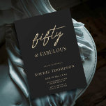 Invitación 50 y fabuloso Black Gold Modern Glam Cumpleaños<br><div class="desc">¿Necesita ideas de fiesta de 50 años para las mujeres? Esta invitación en negro y oro con la palabra "cincuenta" en caligrafía moderna y un efecto purpurina de oro digital es moderna, elegante, de brillo y moda para una fabulosa fiesta de cumpleaños número 50. 50 y fabuloso es realmente fabuloso....</div>