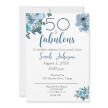 50 y Fabuloso Blue Floral Elegante acuarela