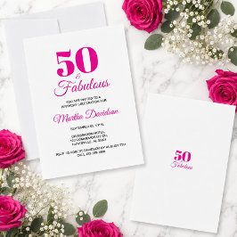 Invitación 50 y fabuloso celebración de fiesta rosa chic
