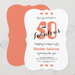 Invitación 50 y fabuloso Coral Hearts 50 cumpleaños
