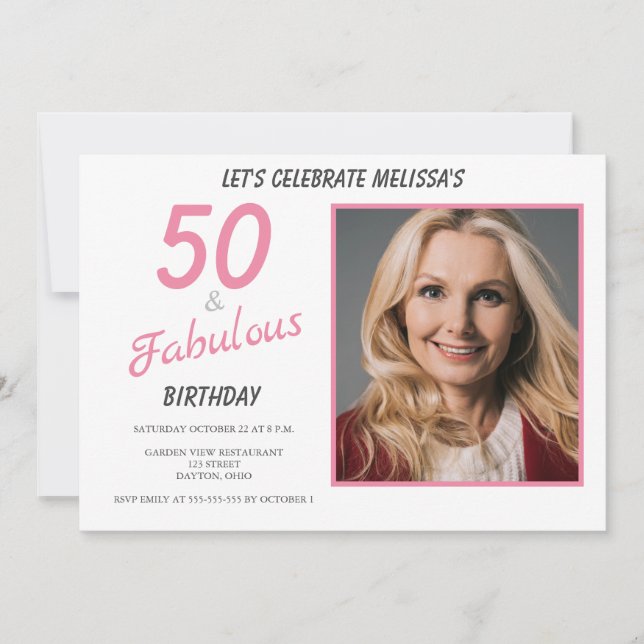 Invitación 50 y fabuloso cumpleaños (Anverso)