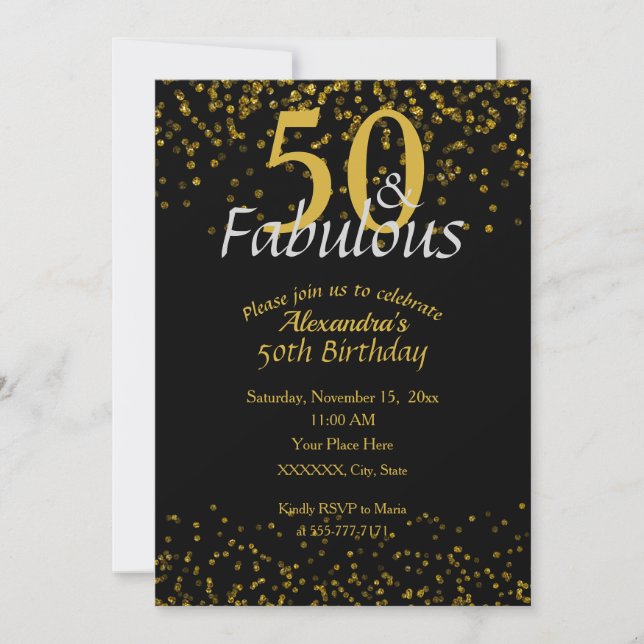 Invitación 50 y fabuloso cumpleaños (Anverso)
