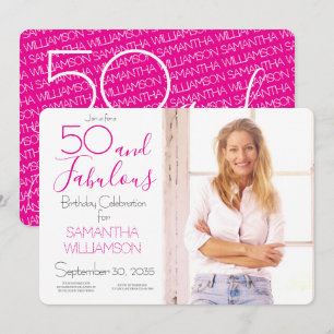 Invitación 50 y fabuloso   Cumpleaños 50 elegante foto