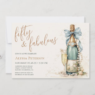 Invitación 50 y fabuloso Cumpleaños 50 en letra dorada