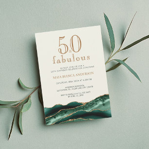 Invitación 50 y fabuloso Cumpleaños 50 Esmeralda Verde Agata