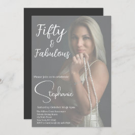 Invitación 50 y fabuloso | Cumpleaños 50 Fiesta Blanco