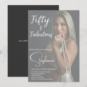 Invitación 50 y fabuloso Cumpleaños 50 Fiesta Blanco