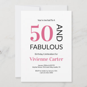 Invitación 50 y fabuloso Cumpleaños 50 Fiesta de cumpleaños