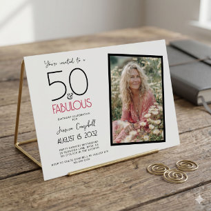 Invitación 50 y fabuloso Cumpleaños 50 Fiesta de Pink