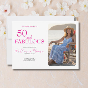 Invitación 50 y fabuloso Cumpleaños 50 Fiesta Foto Rosa