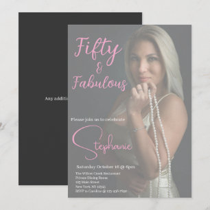 Invitación 50 y fabuloso   Cumpleaños 50 Fiesta Rosa