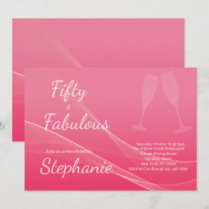 Invitación 50 y fabuloso   Cumpleaños 50 Fiesta Rosa