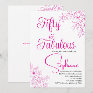 Invitación 50 y fabuloso Cumpleaños 50 Fiesta Rosa