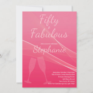 Invitación 50 y fabuloso Cumpleaños 50 Fiesta Rosa