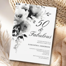 50 y fabuloso cumpleaños 50 Flor Blanca Negra