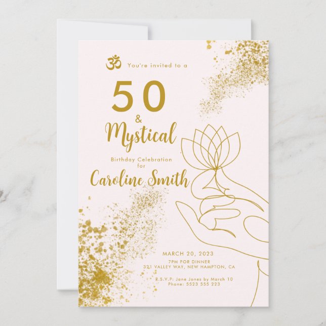 Invitación 50 y fabuloso cumpleaños 50 místico (Anverso)