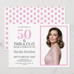 Invitación 50 y Fabuloso Cumpleaños 50 Rosa