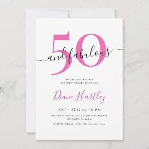 Invitación 50 y fabuloso Cumpleaños cincuenta rosa