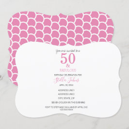 Invitación 50 y fabuloso cumpleaños colorido de sirena rosa