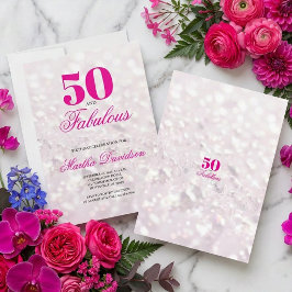Invitación 50 y Fabuloso Cumpleaños con Glamour de Cristal