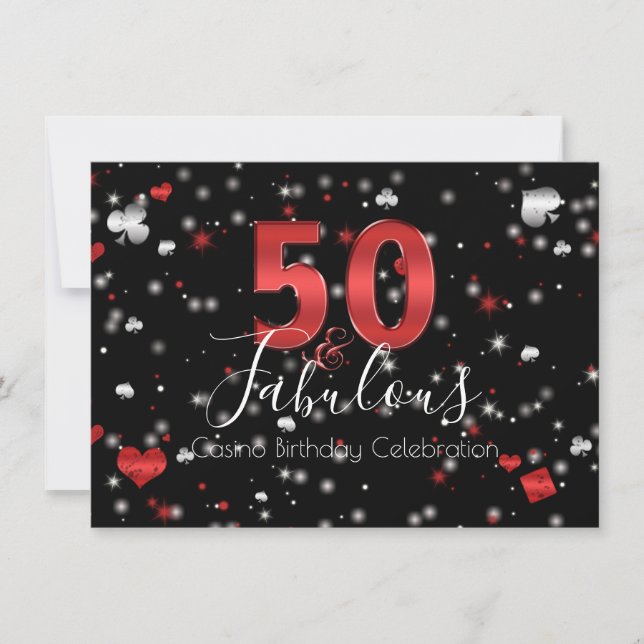 Invitación 50 y fabuloso| Cumpleaños de Casino Vegas (Anverso)