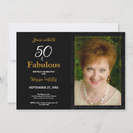 Invitación 50 Y Fabuloso Cumpleaños De La Floral Negra De Oro