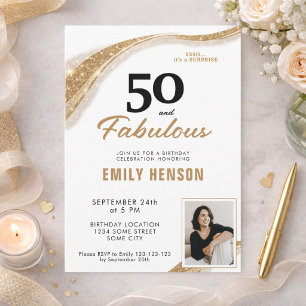 Invitación 50 y fabuloso cumpleaños dorado 50