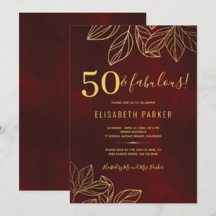Invitación 50 y fabuloso cumpleaños dorado elegante número 50