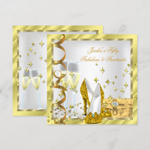 Invitación 50 y fabuloso Cumpleaños Fantástico de Oro Blanco