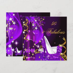 Invitación 50 y fabuloso cumpleaños Magenta Púrpura Fiesta