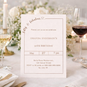 Invitación 50 y fabuloso cumpleaños marfil