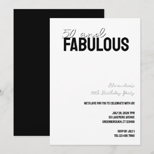 Invitación 50 y fabuloso Cumpleaños Mínimo 50