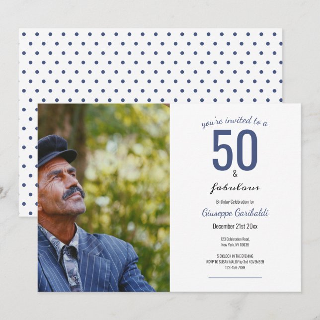 Invitación 50 y fabuloso cumpleaños número 50 (Anverso / Reverso)