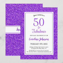 Invitación 50 y fabuloso cumpleaños Purpurina espumoso morado