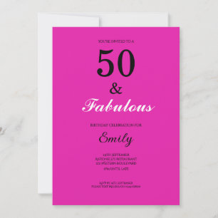 Invitación 50 y fabuloso cumpleaños rosa
