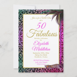 Invitación 50 y fabuloso cumpleaños salvaje Leopard Purple Pa