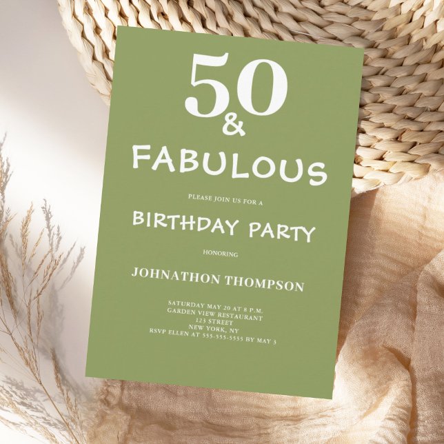 Invitación 50 y fabuloso cumpleaños verde (Subido por el creador)