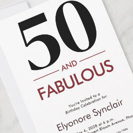 Invitación 50 y fabuloso cumpleaños vino de cereza 50