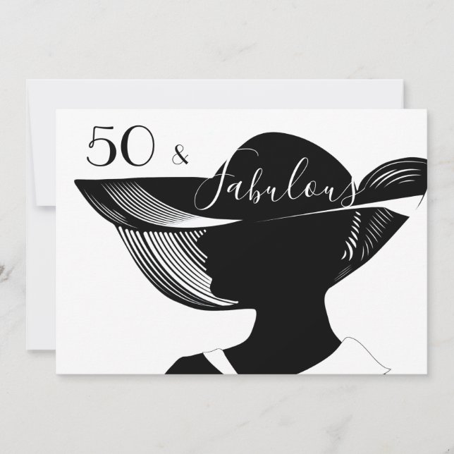 Invitación 50 y fabuloso | Diseño elegante de diseño Art Deco (Anverso)