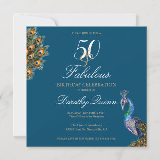 Invitación 50 y Fabuloso Elegante acuarela
