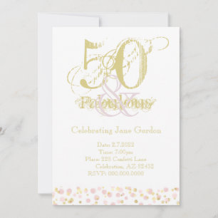 Invitación 50 y fabuloso elegante cumpleaños Confetti Oro ros
